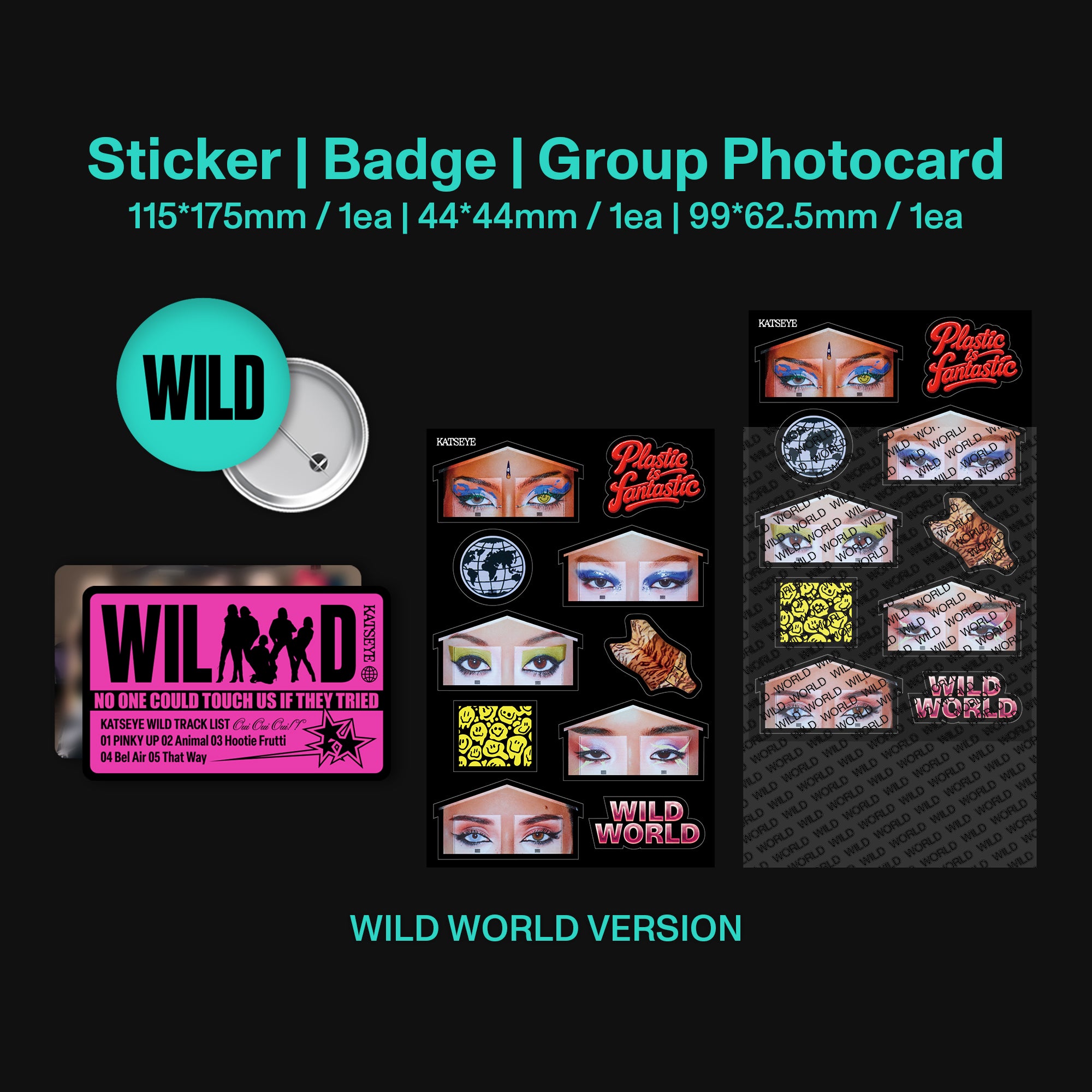 WILD (Wild World Version CD) Sticker, Badge & Photocard