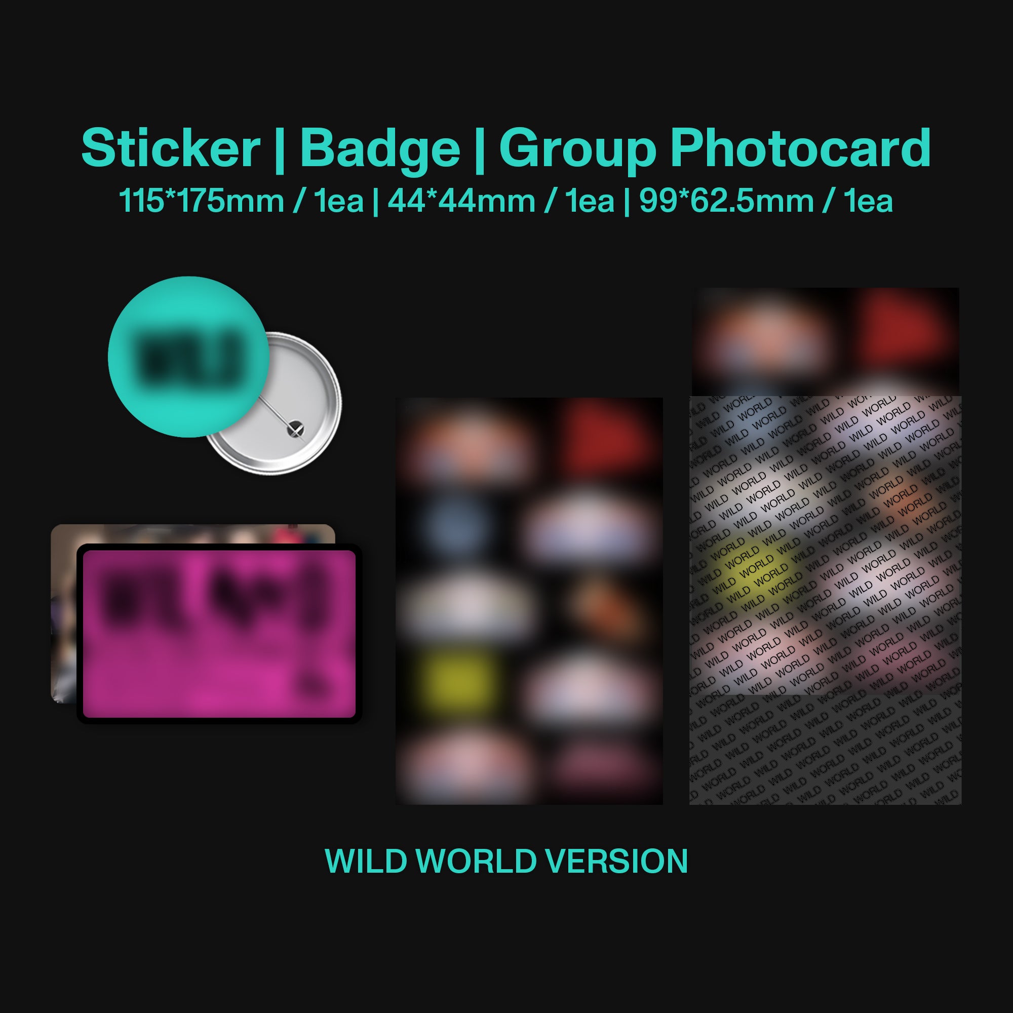 WILD (Wild World Version CD) Sticker, Badge & Photocard
