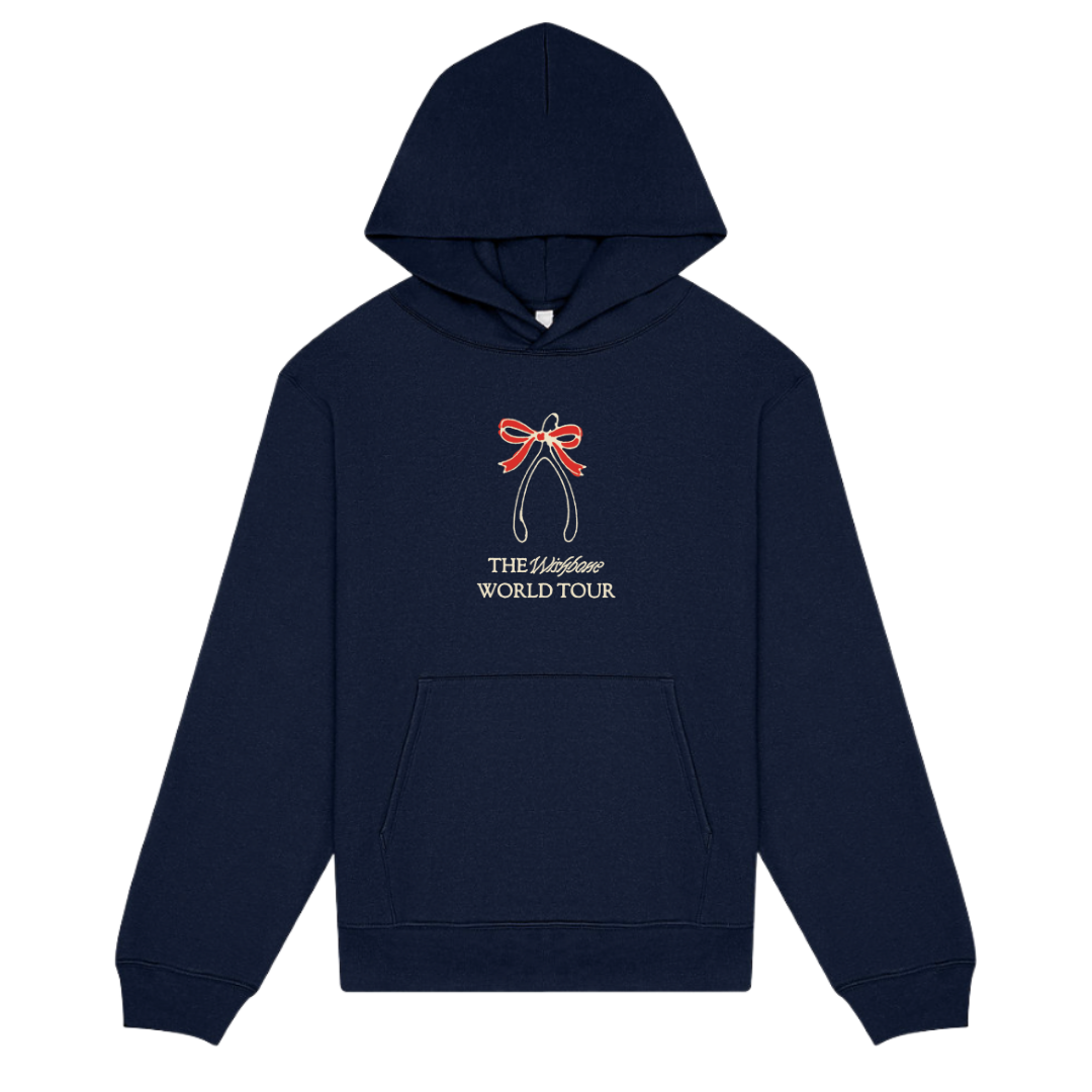 The Wishbone World Tour Navy Hoodie front