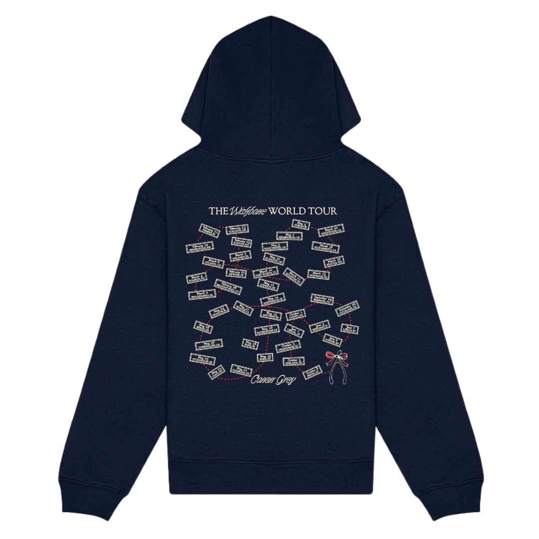 The Wishbone World Tour Navy Hoodie back