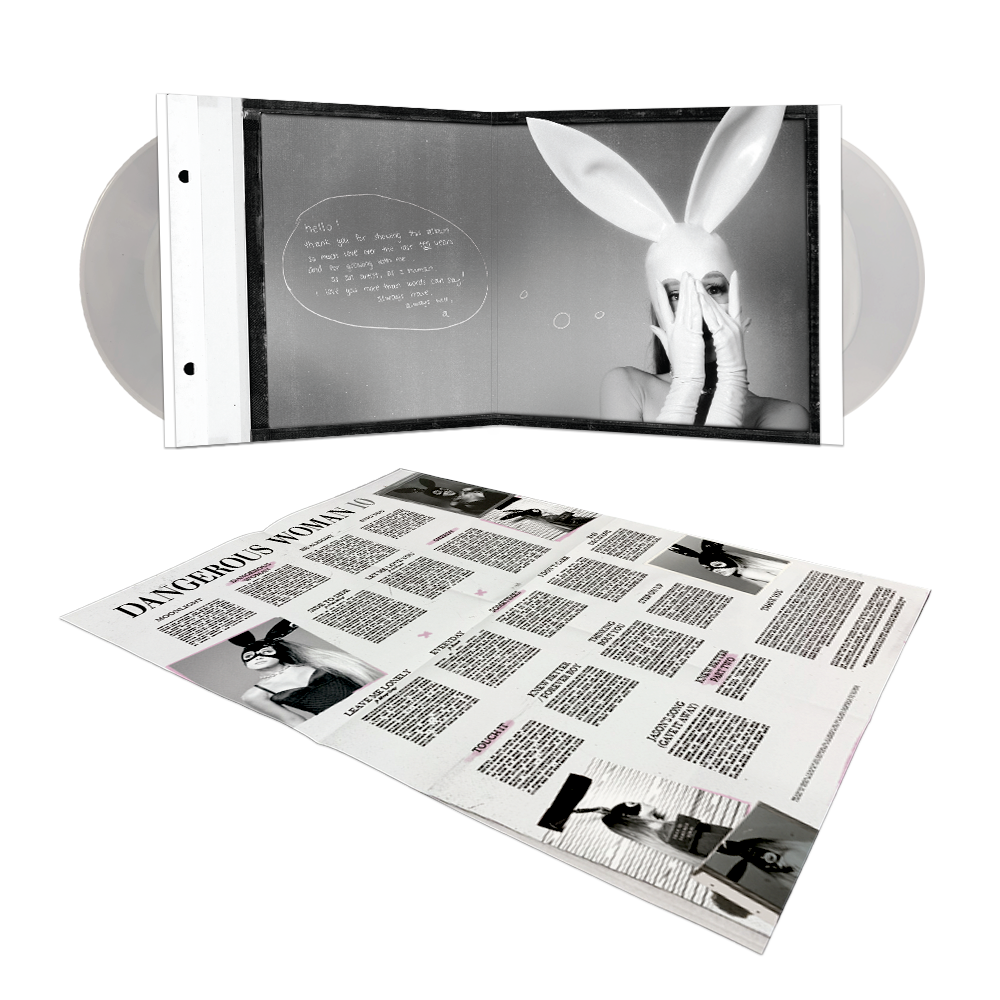 Dangerous Woman Tenth Anniversary Edition - 2026 Art (Exclusive White & Clear 2LP) with Tracklist poster