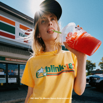 7-11 x BLINK-182 Gold Star T-Shirt Model 2