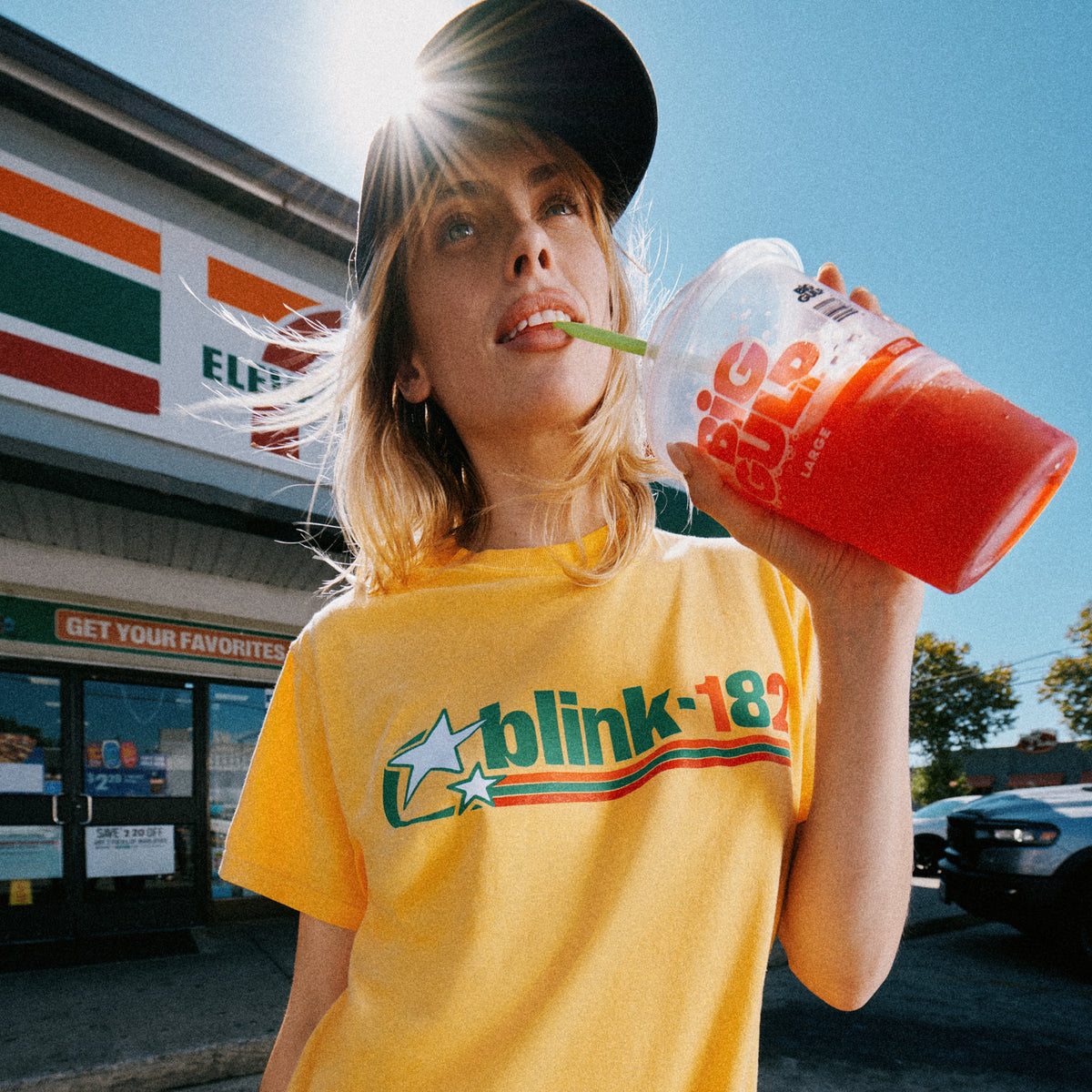 7-11 x BLINK-182 Gold Star T-Shirt Model 2