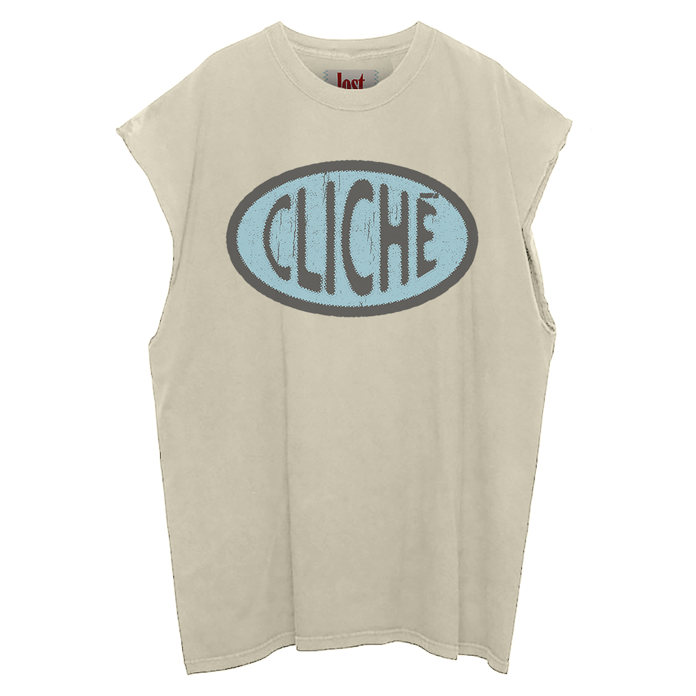cliché cream cut off tank front
