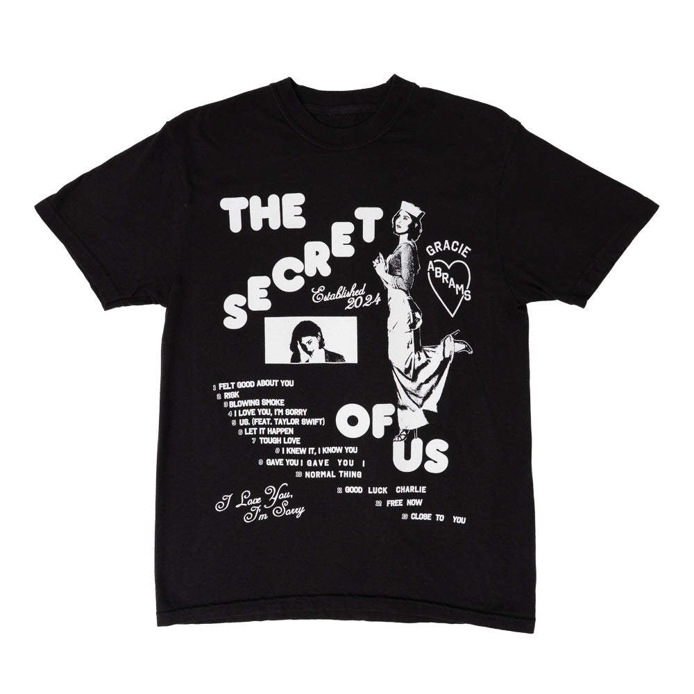 The Secret of Us Graphic Black T-Shirt Front