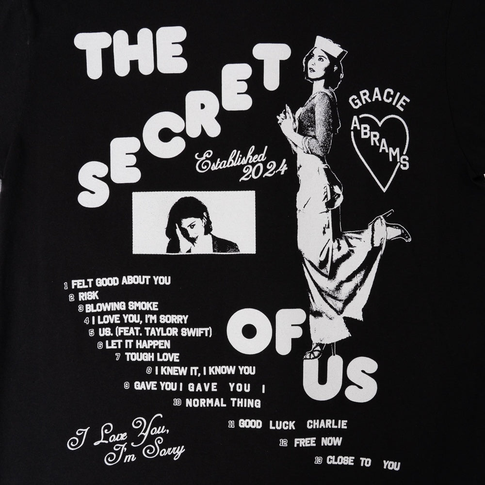 Gracie Abrams - The Secret of Us Graphic Black T-Shirt by Gracie