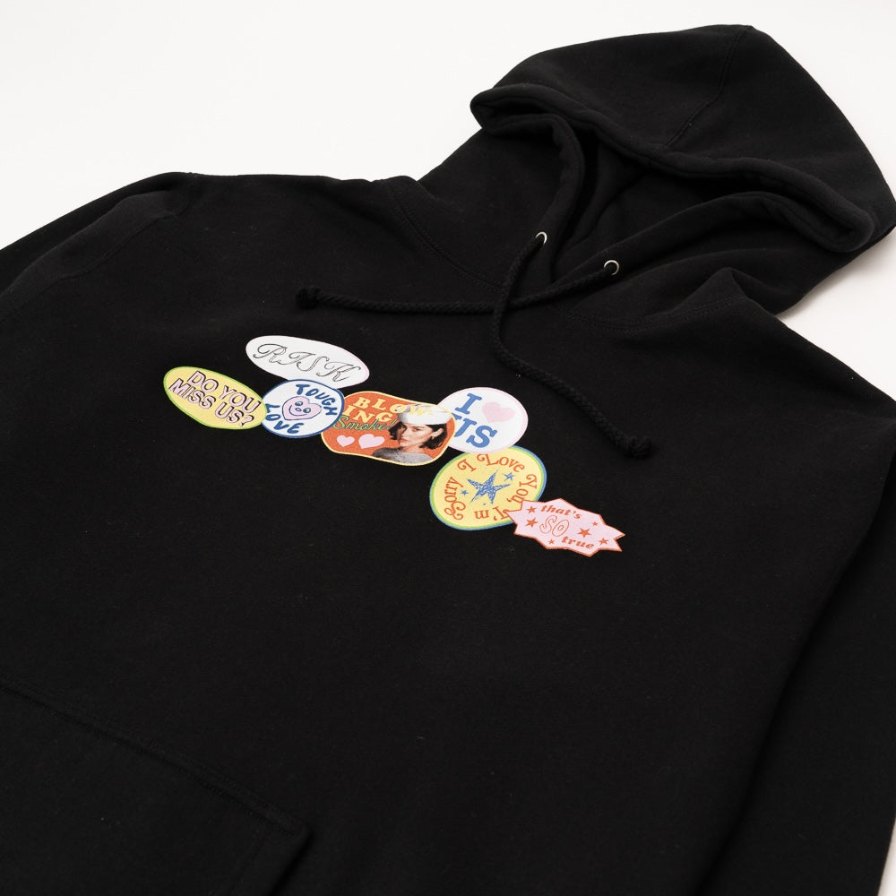 The Secret of Us Sticker Design Black Hoodie Flat