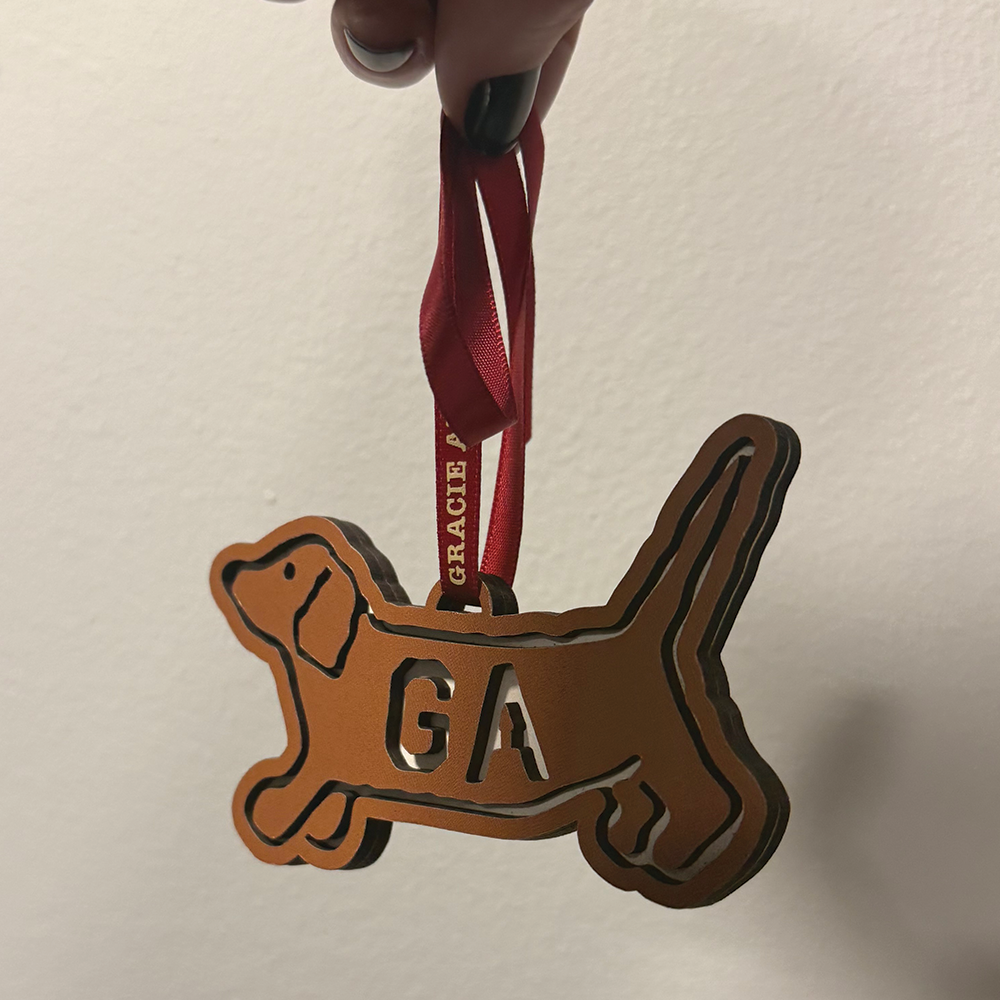 GA Wooden Dog Ornament Lifestyle