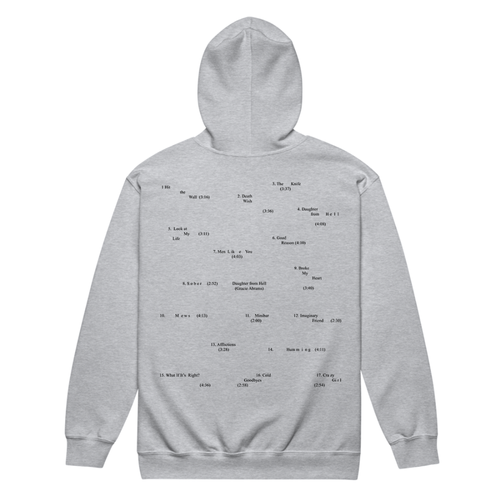 Daughter from Hell Tracklist Zip-Up Hoodie Back