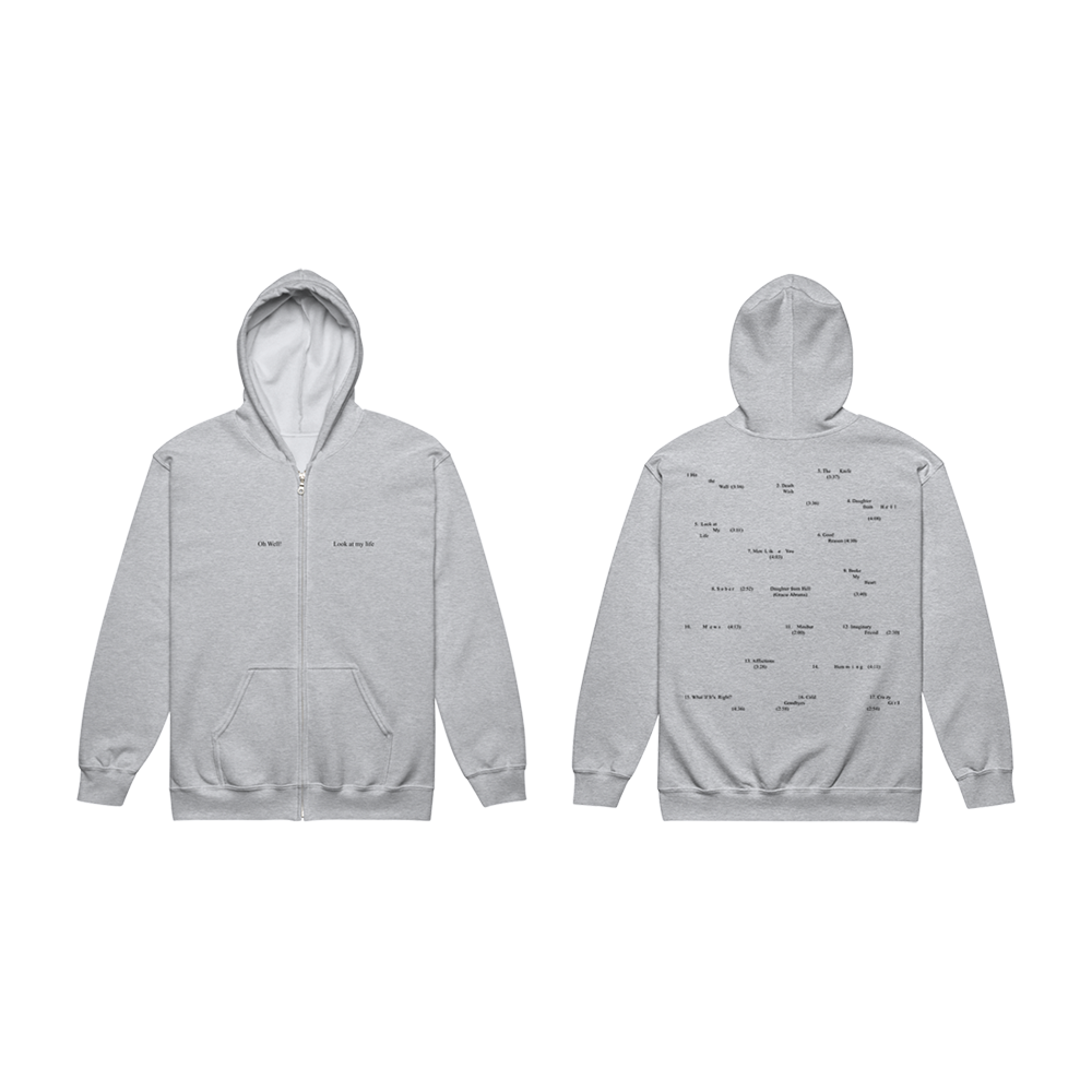 Daughter from Hell Tracklist Zip-Up Hoodie Back Both