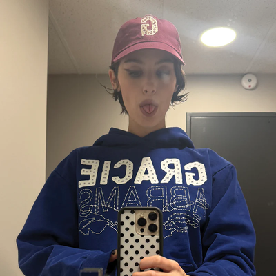 Gracie Abrams Letter Repeat Navy Unisex Hoodie lifestyle 2