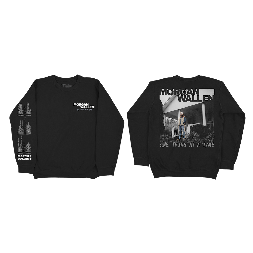 One Thing At A Time Album Cover Black Crewneck Front and Back