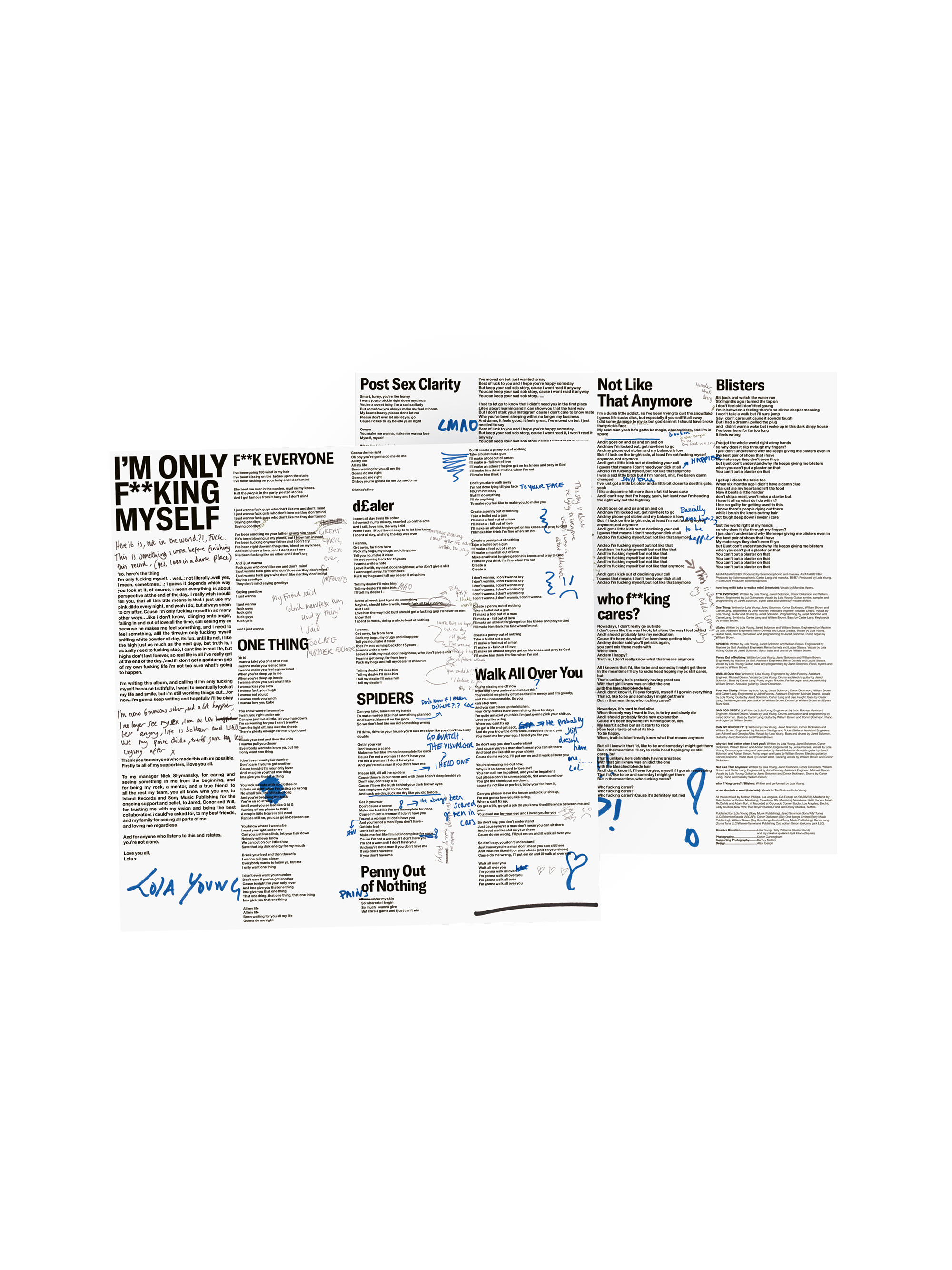 Lola Young - I'm Only F**king Myself: Pink & Black Splatter LP [The "blisters" Edition] Lyrics Insert
